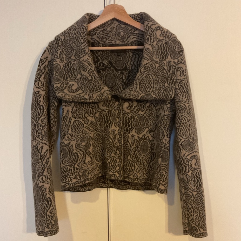 MARV Made in Italy Wool Blend Botanical Paisley Black Jacquard Print Luxury S